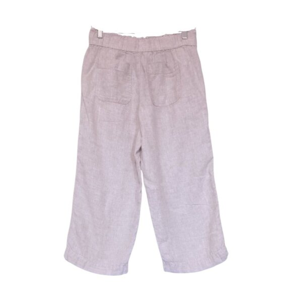 Talbots Nantucket Pull-On Wide Leg Crop Pants S Petite Neutral 100% Linen - Picture 2 of 7